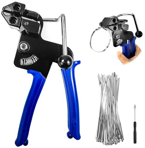 100 Stück 4,6 x 300 mm Edelstahl Kabelbinder, Verbesserte Kabelbinder Metall Kabelbinderpistole, Kabelbinder Set für Industrielle, Kabelbündelung, Kabelbinder-Entriegelungswerkzeug