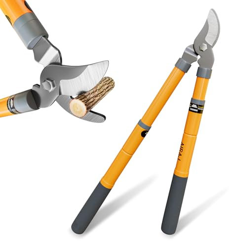 AIRAJ Tijera Telescópica 42-61cm, Tijera de Ahorro de Trabajo con Cuchillas Afiladas, Mangos Extensibles con Recubrimiento Protector, Tijera de Jardinería para Podar Ramas Secas y Húmedas