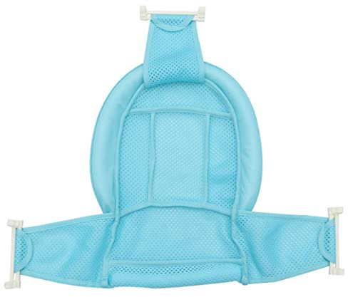 BESTonZON Badesitz Stütznetz Für Babys Kinder Badewannensitz Netz Stützschlinge Gittergewebe Blau Kopf Und Nackenstütze Freihändiges Baden