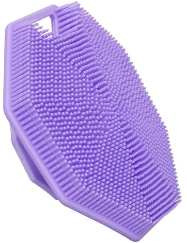 Alyvisun Spazzola per il Corpo in Silicone con Gancio e Ventosa, Spazzola Scrub Corpo da Bagno [Esfoliare e Massaggiare Delicata], Spazzola Doccia in Silicone per Tutti i Tipi di Pelle (Viola)