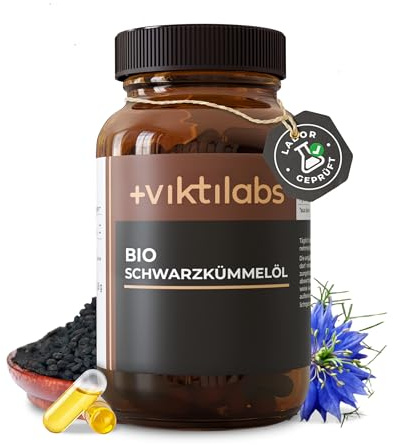 Bio Schwarzkümmelöl - kaltgepresst & ungefiltert - aus Nigella Sativa - Reich an Linolsäure - 2 Kapseln pro Tag - 60 vegane - ohne Zusatzstoffe