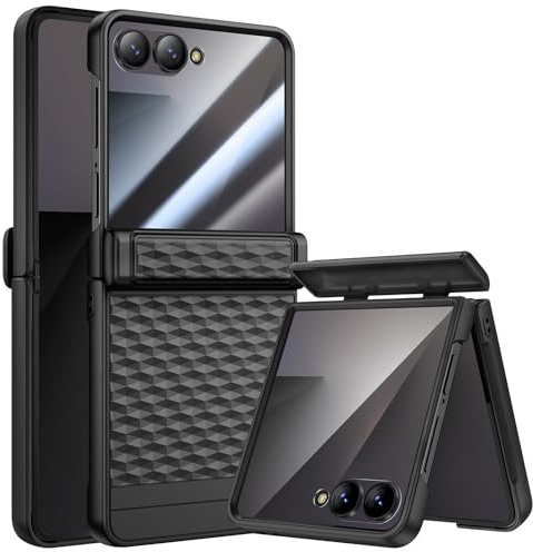 HWeggo Funda para Samsung Galaxy Z Flip 7 [No para Flip 7FE] con Protector de Pantalla y protección de bisagra,Funda para Samsung Galaxy Z Flip 7,Negro