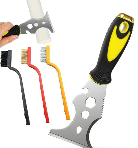 15 in 1 Multifunktionsspachtel Malerspachtel - Multifunktionaler Edelstahlmalspachtel mit Softgriff, 15 in 1 Edelstahl Malerspachtel mit drei Bürsten für