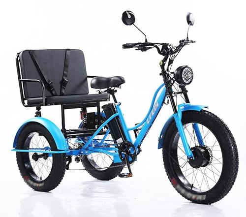 KANBUN Trike Elettrico per Adulti a 7 Marce 48 V 18 AH Rimovibile Batteria da 350 libbre Triciclo Elettrico 24in per Città e Mountain Road