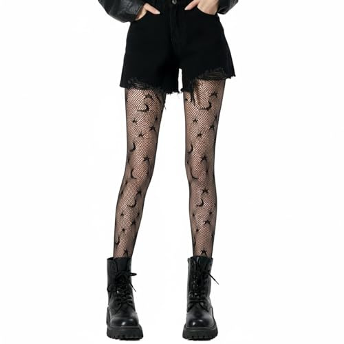 Tweruna 2 Packs Fish net Tights for Women, Sexy High Waist Fish Net Stocking for Women, Black Patterned Tights for Halloween Cosplay Stretchy and Durable Fishnets