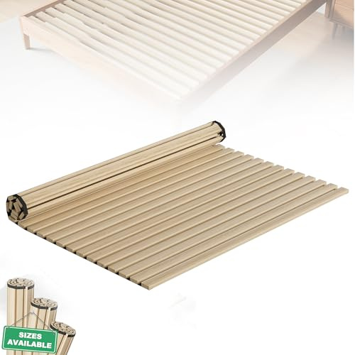 XMTECH Madera Sommier enroulable 160 x 200 cm – 23 lattes robustes en bois de sapin – Sommier à lattes pour lit double, non réglable, charge maximale 300 kg, sommier à lattes déroulable