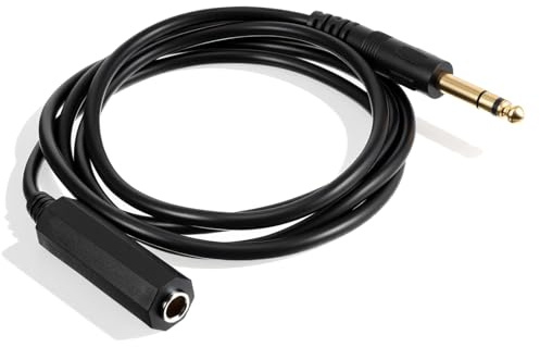 1/4 Inch 6.35mm Headphone Extension Cable, 5 Ft Headphone Guitar Stereo Male to Female Audio Cord Guitar Extension Cable Cord, Gold Plated Connectors Headphones Jack Extender for Electric Guitars