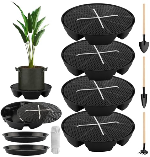 ZXShow Plato Auto-Riego para Macetas 32 cm Platillo de Plástico con Depósito de Agua Antifugas para Plantas de Interior y Exterior Ideal para Macetas Grandes y Plantas Pesadas