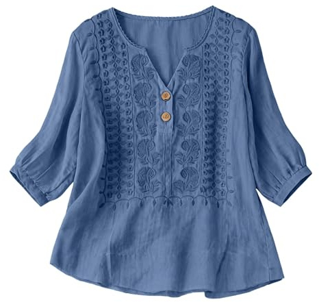 white vest tops for women,Ladies Tops 2026 Women Cotton Linen 3/4 Sleeve Tunic Boho Summer Shirts V Neck Workout Dressy Clothing Vintage Bohemian Loose Going Out T-Shirt UK Fashion Blouse Top