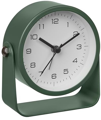 TFA Dostmann Réveil analogique Design Vert, 60.1042.04, sans tic-tac, Extra Silencieux, en métal, avec rétroéclairage, Peut également Servir d'horloge de Table, Vert
