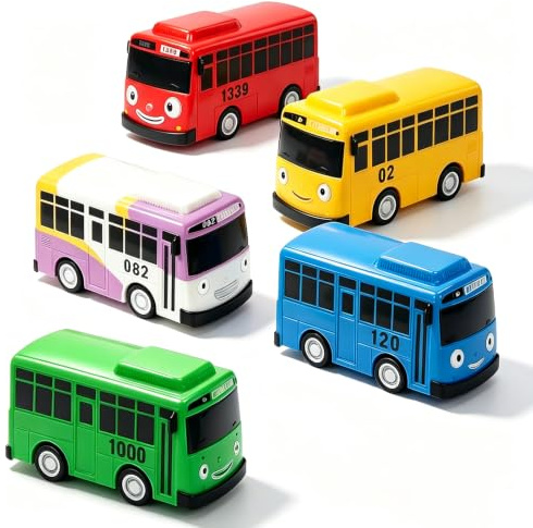 Bus Toy, School Bus Vehicles with Box, 5PCS Pull Back Vehicles Model Car | Children's Cars Playset,Friction-Powered Automobiles, Pull Back Toy Accessories Kids Gifts for Girls and Boys Ages 3