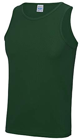 Just Cool Mens Sports Gym Plain Tank / Vest Top (XL) (Bottle Green)