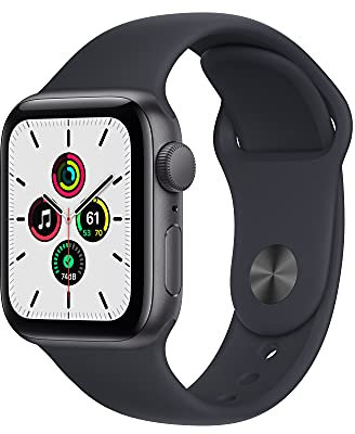 Apple Watch SE (1. Generation) (GPS, 40mm) Smartwatch - Aluminiumgehäuse Space Grau, Sportarmband Mitternacht - Regular. Fitness-und Aktivitätstracker, Herzfrequenzmesser, Wasserschutz