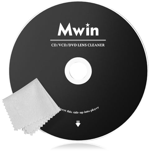 Mwin CD Cleaner Disc for CD Player, Safe and Effective Laser Lens Cleaning Disc, CD/VCD/DVD Player Lens Cleaner Set for Car and Home