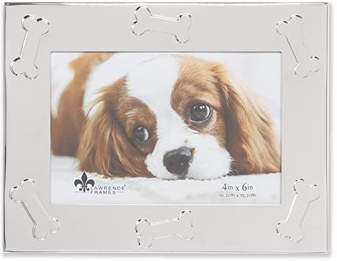 4x6 Silver Metal Dog Picture Frame - Dog Bone Design