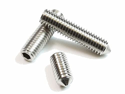 Lot de 20 vis sans tête en acier galvanisé M6 x 10 - Taille du filetage M3 M4 M5 M6 M8 - Vis à tête fraisée - Vis sans tête avec pointe et six pans creux - Boulons sans tête - Inoxydable