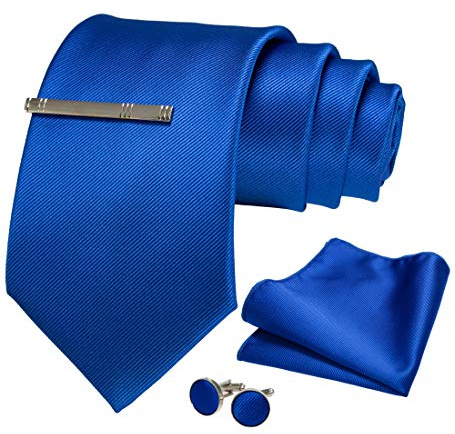 JEMYGINS - Corbata extra larga de 9 cm de ancho con bolsa y pinza para corbata, ideal para bodas y fiestas, azul