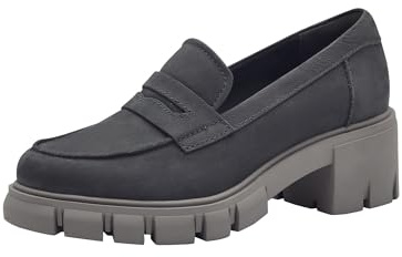 Tamaris Mocasines para Mujer de Piel, Cómodos, Gris Oscuro, 37 EU