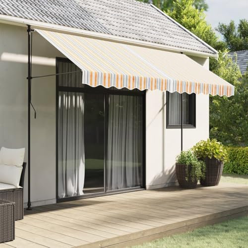 Sufrk Tissu de rechange pour rideau à rayures multicolores 3,5 x 2,5 m, rideau de voile imperméable rectangulaire voile d'ombrage protection rayons U V pour extérieur jardin terrasse