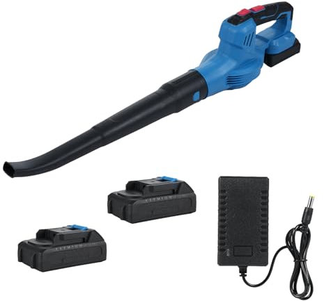 Vislone Soplador de hojas con batería de 20 V, motor de cepillo de 300 W, soplador de hojas portátil de 150 MPH, soplador de hojas eléctrico para el cuidado del césped, soplador de hojas de 2,0 Ah con