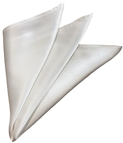Walniverse Einstecktuch weiß, 100% Seide, formstabile Faltungen durch 22 Momme Seidendichte, 30x30cm, hochwertiges Kavalierstuch (Weiß)