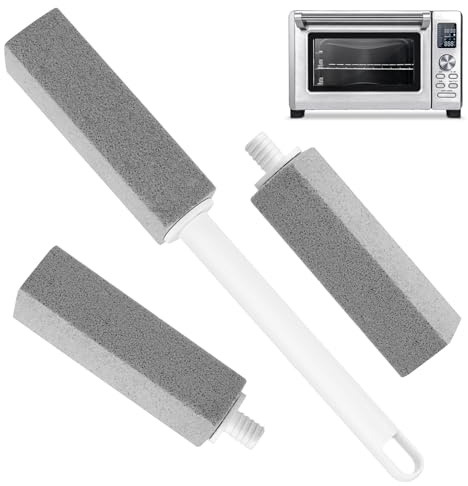 3 Pack Pumice Stone for Cleaning Stove Gas Grates & Top, Extra Long Handle Cleaner Pumice Stone for Oven, with 3 Replacement Heads