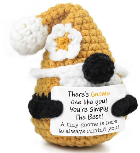 CMCGIFTREE Handmade Crochet Gnome Doll for Friends, Family, Coworkers–Inspirational Gnome with Card–Unique Thank You, Birthday, for Women & Men