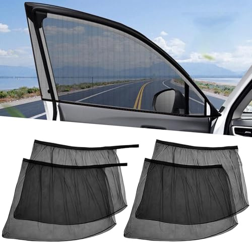 4 Pezzi Parasole Auto Finestrini, Elastico Copri Finestrini Auto, Universali Tendine Parasole Auto Finestrini Laterali, Anti-Zanzara, Parasole per Finestrino, Adatto Alla Maggior Parte dei Veicoli