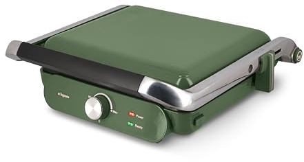 Tognana Iridea, Parrilla eléctrica 2000 W con placas antiadherentes extraíbles de gran tamaño, Verde Salvia