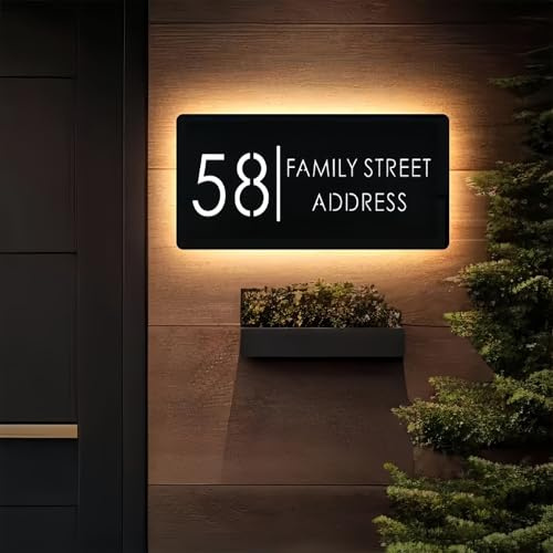 Letreros Personalizados Con LED Para Direcciones De Viviendas, Placas Para Puertas Exteriores Con Iluminación, Números De Vivienda Personalizados En Acrílico, Letreros Con Direcciones(7.9x15.7inch)