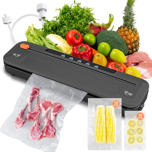Machine à Emballer Sous vide Puissante,Machine à Emballer sous vide 65 kPa pour Conserver les Aliments,Design compact,Sacs sous vide pour aliments inclus,Machine à emballer sous vide compacte
