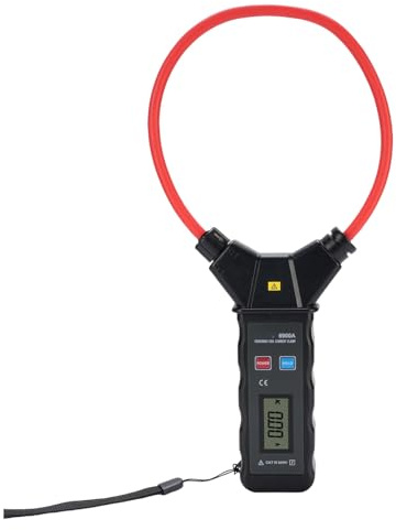 Fafeicy Pinza Amperimétrica Flexible de Corriente CA, Material ABS, Función de Retención de Pico, Pantalla LCD Retroiluminada, Medición de 5000 A 6000 V para Electricistas y Técnicos