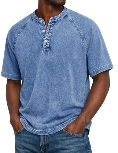 Henley T-shirt herr kortärmad, farfar krage t-shirts för män kortärmad raglan ärm normal passform vintage skjortor kylande andningsbara sommar t-shirts fukttransporterande bekväma vardagliga toppar