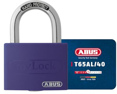 ABUS Candado T65AL/40 myLOCK - escribible - candado para taquilla - cuerpo de aluminio macizo - nivel de seguridad ABUS 5 - lila