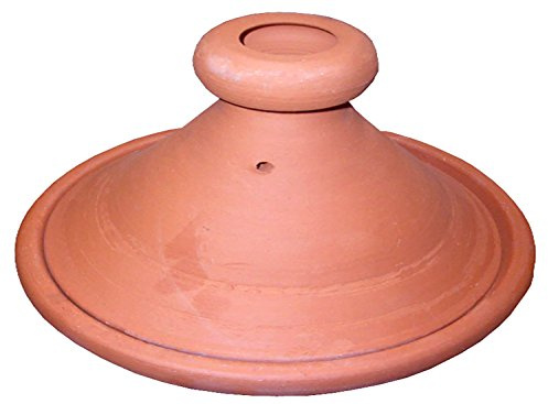 Treasures of Morocco Moroccan Handmad Safe Cooking Tagine, Round, Brown, 10 inches Across, Medium, Non Glazed, Traditional