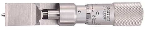 Starrett Stainless Steel Can Seam Micrometer with One-Piece Spindle, Satin Finish Stainless Steel and Advanced Sleeve Design - 0-.375 Range, .001 Graduation - 208DZ
