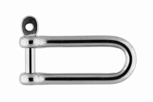 Grillete recto-largo con eje imperdible 5mm, acero inoxidable AISI 316