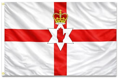 Northern Ireland Hand of Ulster Flag 5ft x 3ft with Brass Eyelets – Polyester Irish Regional Banner for Football Matches, Parades & Events, Home & Garden Display