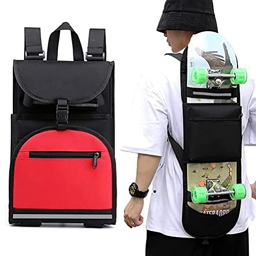 SASKATE Sac de transport pour skateboard, sac de rangement pour skateboard, sac à dos de transport avec sangle réglable, sac à dos de voyage pliable
