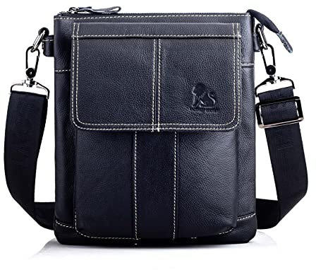 LOONGYOON Business Herren-Umhängetasche Lässige Mode Leder Crossbody Tasche Multi-Tasche Tragbare Reisetasche Kleiner Rucksack