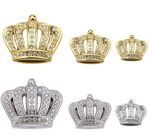 Yufana 3D Bling Metall Autoaufkleber - 4 Stück Crown Emblems für Auto, SUV, RV Stoßstange, Laptops - Princess Crown Dekoration