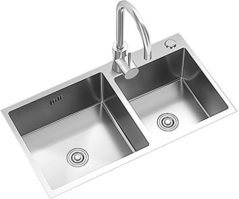 WIQUYBML Doppelschüssel Unterbau- oder Einbauküche Kleines Waschbecken All-in-One Small Commercial/Home Kleines Waschbecken mit Zubehör Modernes Rechteckiges Home Kleines Waschbecken All-in-One Small