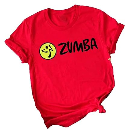 keephen T-Shirt Atletica da Donna Samba Manica Corta Girocollo Grafica cha-cha Tee Top Rosso per Danza Fitness Allenamento Sportivo