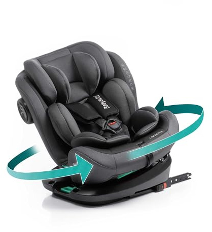 BABYAUTO – Silla de Coche TORNA i-Size (40-150 cm, 0-36 kg) – Giratoria 360° – A Contramarcha hasta 18 kg – ISOFIX con Top Tether – Protección Lateral – Stone Grey