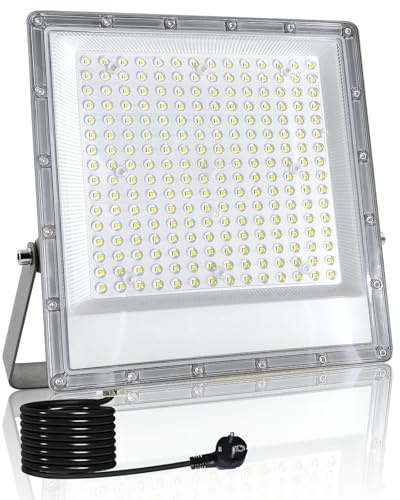 LED strålkastare utomhus 200W, Indmird 20000LM LED strålkastare utomhus 6500K kallvit LED strålkastare IP66 vattentät byggstrålkastare LED strålkastare för trädgård garage sportfält gård hall