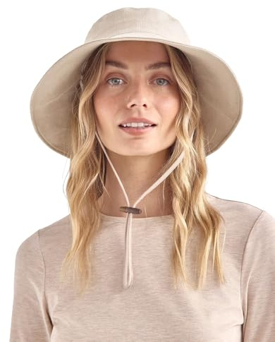 Solbari Resort Wide Brim Sun Hat UPF 50+ Packable UV Protection, Sun Protective Hat, Adjustable Size, Ponytail Opening, Stylish, Breathable - Beige/Beige - Small-Medium