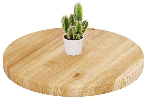 LAMO Manufaktur Holzplatte rund 50 cm aus Naturholz | Tischplatte für Couchtisch, Kaffeetisch, Nachttisch | Stärke: 40 mm | Farbe: Rustikal