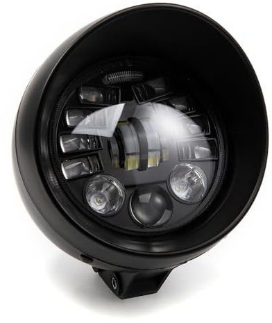 evomosa Motorcycle headlight 7'' Universal Retro front headlight for Cruiser Cafe Racer CA250 Steed 400 600 Steed400 Steed600 Magna Magna250 (Black)