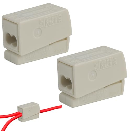 2 Pièces Bornes 224-112 pour Luminaires, Connecteurs Électriques 3 Entrées, Compatible avec Fils de 0,5 à 2,5 mm², Tension 300V, Courant 20A,pour Installations Domestiques et Industrielles