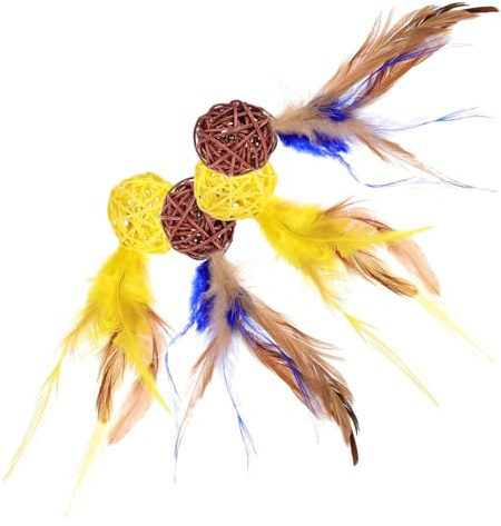 BESTonZON 4 pièces Lot de Balles Rotin pour Chat avec Grelot Interactif Dintérieur pour Petits à Grands Sécurité et Réduit la et Favorise Lexercice
